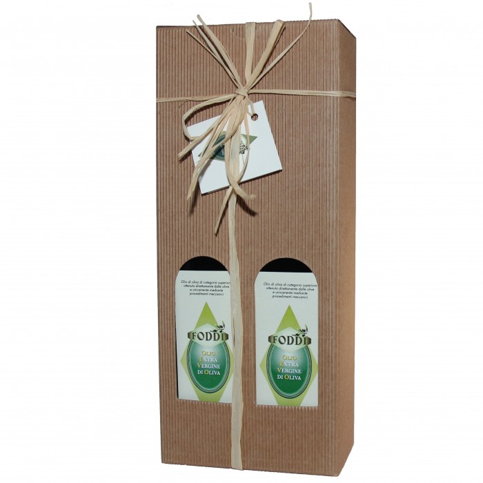 Confezione Regalo Olio extravergine di oliva - 2 bottiglie di vetro da 750 ml.